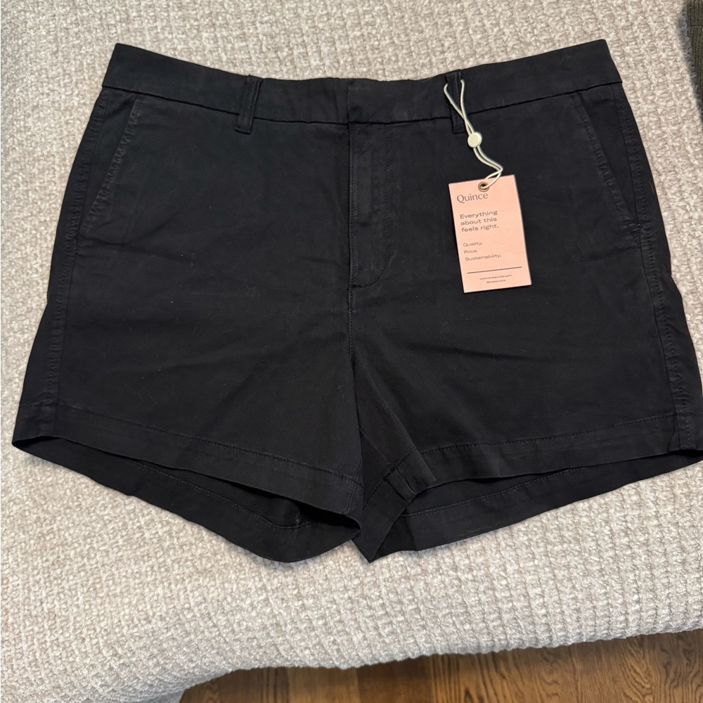 Quince Black Organic Cotton Stretch Chino Shorts Size 10